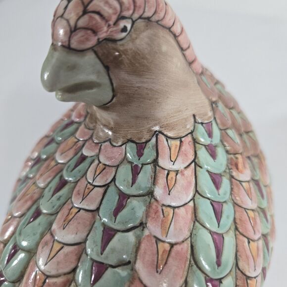 Vintage Toyo Japan Ceramic Quail Partridge Bird Figurine Pink Blue - Picture 5 of 9
